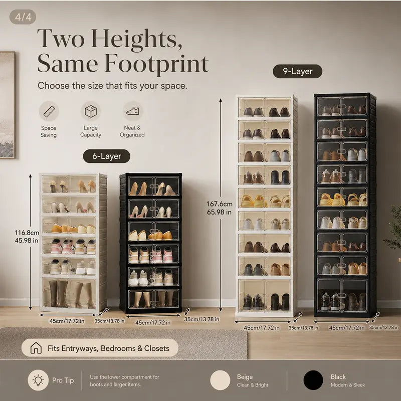 Folding shoe rack, magnetictransparent door shoe cabinet