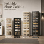 Folding shoe rack, magnetictransparent door shoe cabinet