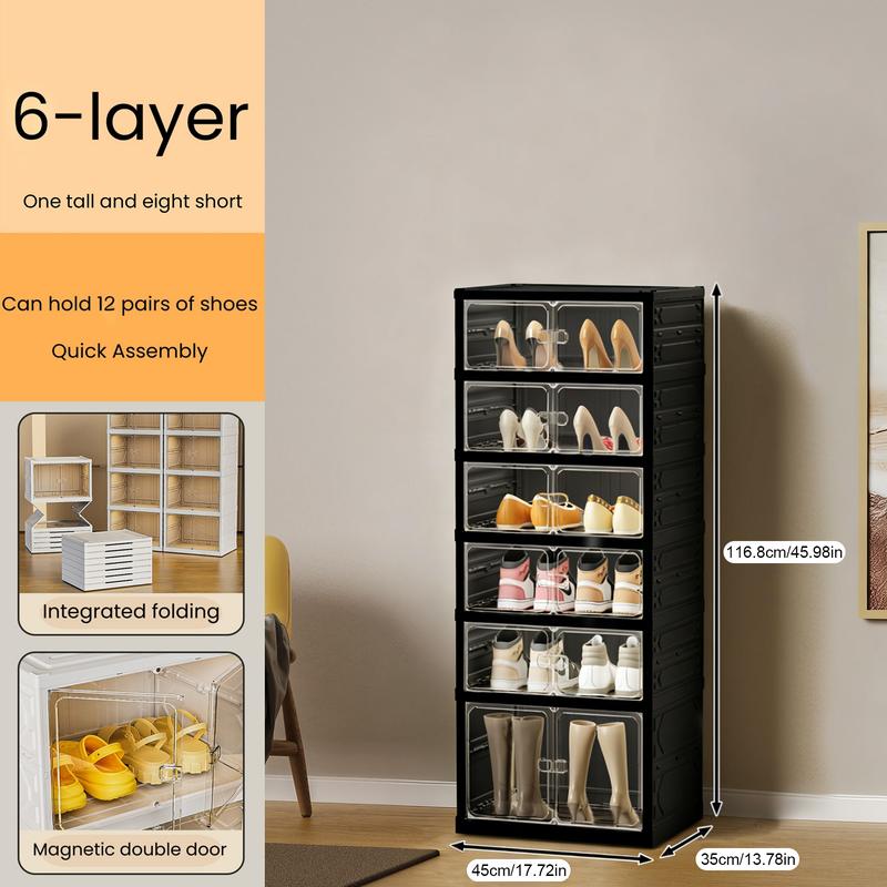 Folding shoe rack, magnetictransparent door shoe cabinet