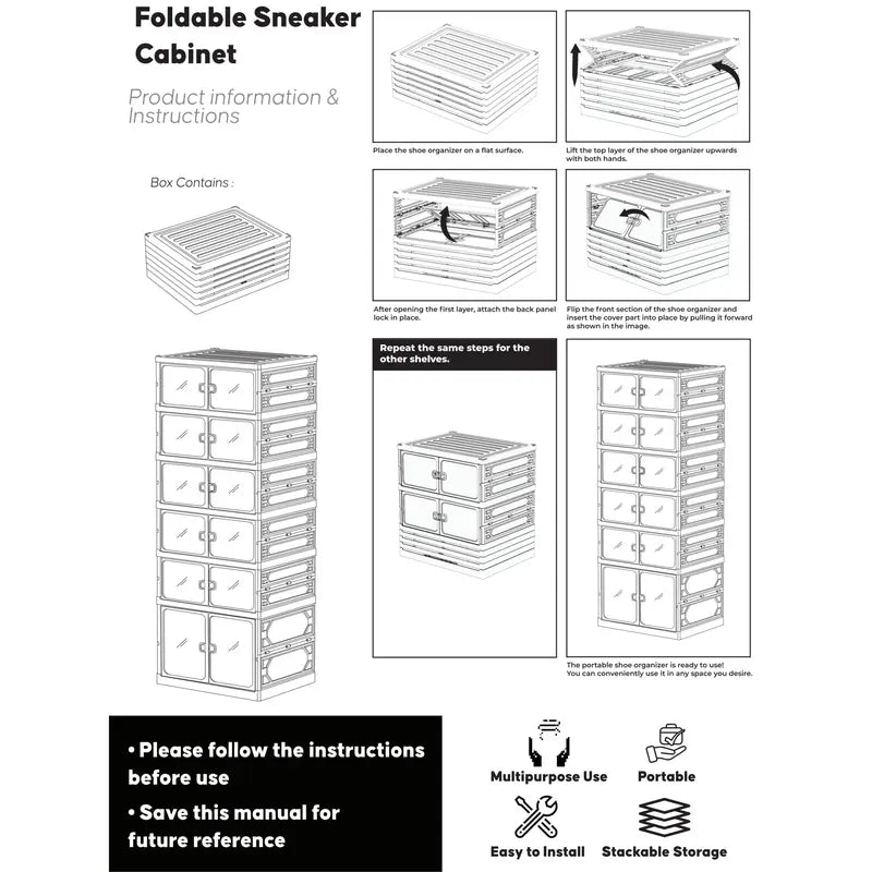 Folding shoe rack, magnetictransparent door shoe cabinet